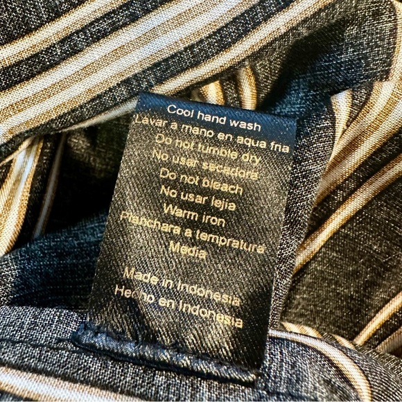 NWT Uma and Leopold Black, Tan & White Striped Sleeveless V-Neck Caftan Dress M - Picture 9 of 12